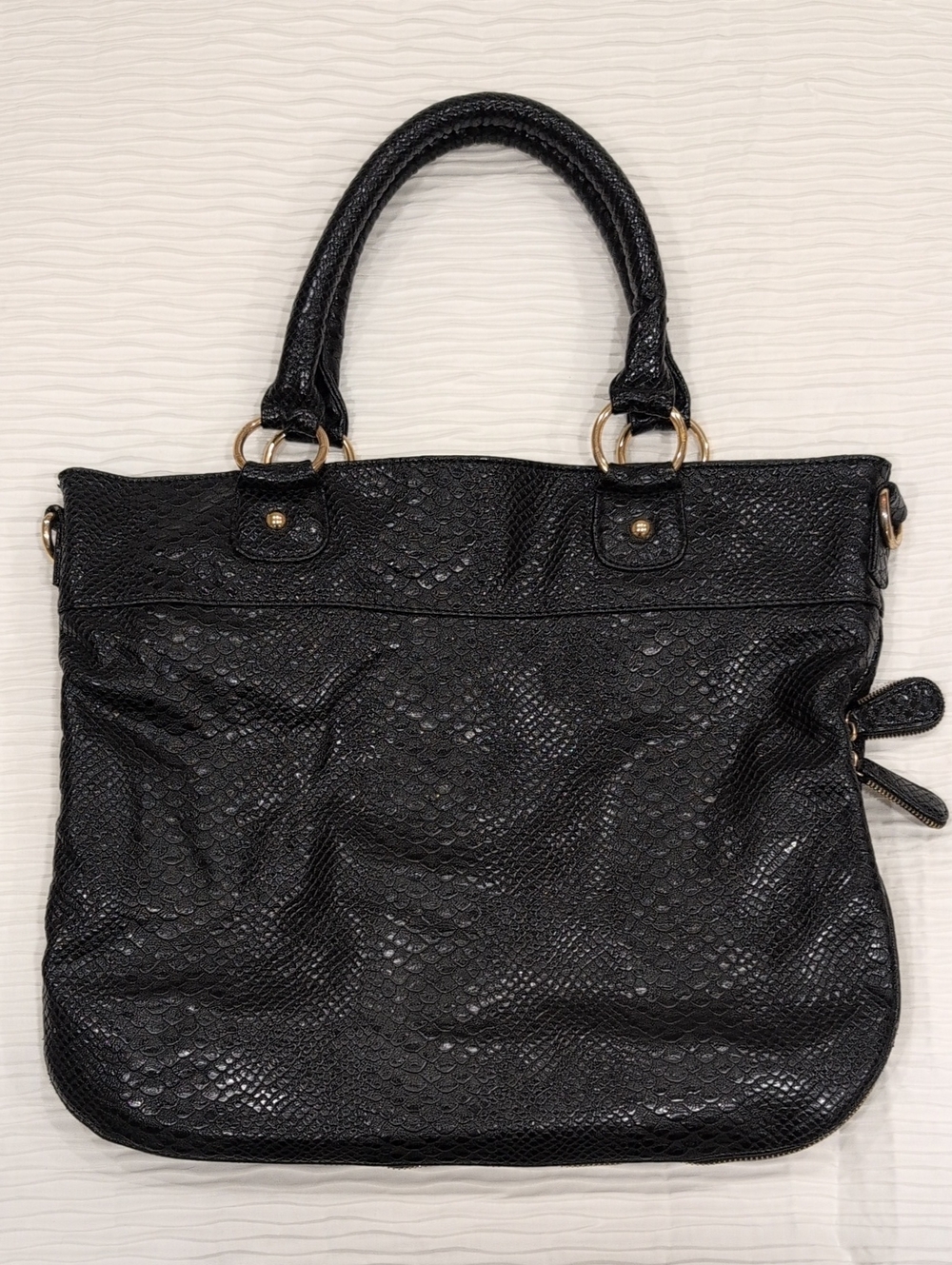 Deux Lux Black Textured Tote Bag Purse - Classic Everyday Handbag
